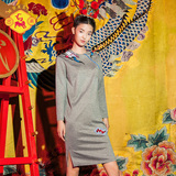 密扇复古中国风设计师女装中长款长袖改良旗袍2015秋冬新款连衣裙