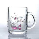 日本代购Hello Kitty施华洛世奇美人鱼猫水晶玻璃杯粉日本制现货