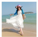 泰国旅游 波西米亚沙滩雪纺 白色长裙海边渡假夏季连衣裙