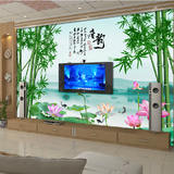 现代中式3D立体壁纸 大型壁画荷花墙纸 客厅背景影视墙墙布 唐韵