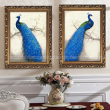 现代客厅沙发背景墙装饰画卧室走廊玄关书房有框艺术壁挂画蓝孔雀