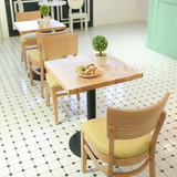 批发 实木餐桌椅简约方桌餐椅 水曲柳咖啡厅桌椅组合 奶茶店桌椅