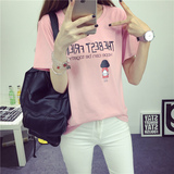 T恤女夏装新款韩版卡通短袖百搭体恤学生宽松圆领半袖显瘦上衣服