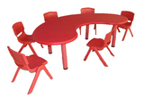 幼儿园塑料桌椅 儿童专用月亮桌 宝宝学习写字台 圆弧 正方形批发