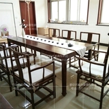 老榆木免漆茶桌中式实木餐桌会议桌禅意茶室家具新中式茶桌椅组合