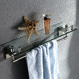 达浪玻璃置物架单层卫生间化妆架壁挂浴室不锈钢架子淋浴房搁物架
