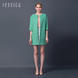 JESSICA杰西卡女士风衣落肩袖羊毛呢外套薄荷绿H廓型女士修身大衣