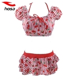 hosa/浩沙新款游泳女裙式比基尼三件套泳装沙滩樱桃泳衣115111212