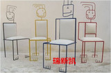 瑞新凯个性人头艺术餐椅 创意彩色椅子 休闲时尚椅字铁艺咖啡厅椅