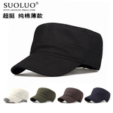 夏季新品韩版新款平顶帽时尚棒球帽纯棉军帽遮阳帽户外帽子男女士