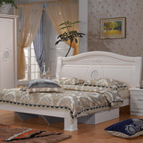 板式床简约现代板式家具床 1.8米双人大床 白色烤漆韩式田园婚床