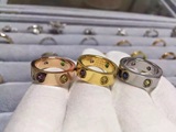 卡地亚LEVE系列经典款18k玫瑰金全钻彩钻戒指情侣对戒男女钛钢