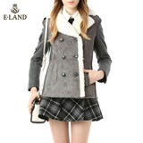 ELAND韩国衣恋冬季新品女装灰色毛呢短外套EEJW44T91N专柜正品