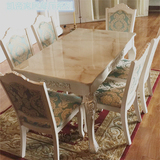 欧式高端大理石台面小户型象牙白色组合6人实木餐桌椅厂家直销