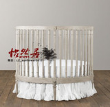 欧式婴儿床实木橡木婴儿床高护栏圆型婴儿床儿童床厂家直销