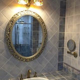 欧式椭圆浴室镜地中海壁挂卫生间大镜子防水防雾卫浴镜子化妆镜