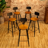 欧式铁艺家用酒吧吧台桌椅星巴克高脚椅吧凳吧椅前台椅子实木组合