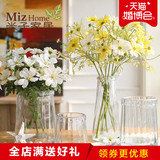 BX欧式现代简约圆口玻璃花瓶 创意透明插花日式花器 客厅装饰摆件
