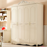 欧式衣柜 白色田园衣橱 实木整体组合四门衣柜 三门柜子 卧室家具