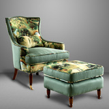 乔治艾伦 美式布艺沙发休闲椅老虎椅欧式实木单人布沙发客厅家具