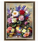 精准印花dmc十字绣欧式花卉威廉姆斯客厅卧室竖版玄关油画花卉