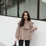 【倒瓜子脸姑娘】韩国代购 maybe-baby 木耳边娃娃衬衫