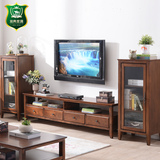 美式乡村纯实木电视柜组合  2米橡木结构 简约欧式古典客厅地柜!