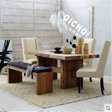美式整装美式乡村复古实木铁艺椅长方形餐桌饭桌办公桌会议桌组合
