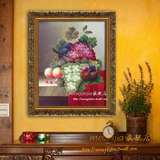 静物水果油画纯手绘客厅餐厅装饰画欧式有框画高档单幅挂画HD89