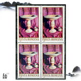 罗马尼亚1980皮的罗达瓦城2000年陶瓷邮票1全4方连 外国邮票 全新