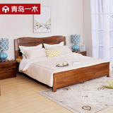 青岛一木胡桃木床1.8全实木双人床 现代新中式实木床高箱体储物床