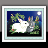 3D动物十字绣小幅喜庆5D钻石画魔方钻全珠绣客厅结婚系列情侣兔子