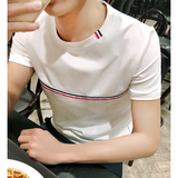 2016夏季新款男士短袖T恤 韩版休闲时尚简约纯棉白色体恤衫男装潮