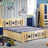 木桐居实木简易床松木床单人床双人床儿童床 儿童带两抽实木床
