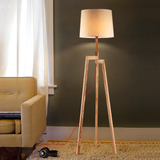 合悦现代中式床头灯北欧客厅灯具美式创意卧室实木质三脚架落地灯
