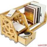 楠竹简易桌上书架实木创意办公室小书架原木桌面置物架书架特价