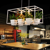 盆栽植物花草个性创意吊灯简约田园餐厅工业铁艺复古吧台艺术灯具