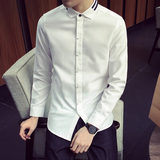 2016男士长袖衬衫牛津纺青年英伦时尚潮流学生衬衣个性大码工作服