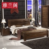 纯黑胡桃木全实木床家具新中式1.8米双人婚床高箱储物床榆木乌金