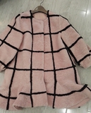 麦EE 时尚韩版 皮毛一体皮草外套  羊毛 裙摆式 粉色 小香型