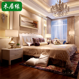 实木床白色简约现代软包床 单双人床1.8米橡木床 高箱床1.5储物床