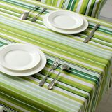 棉麻桌布布艺长方形绿色简约现代茶几小条纹正方形清新亚麻餐桌布