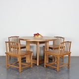中式实木圆桌古典酒店大圆桌餐桌椅组合 明清仿古原木圆餐桌榆木