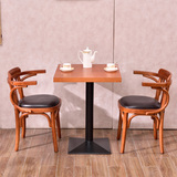 美式复古酒吧饭店咖啡馆茶西餐厅餐桌椅组合实木休闲餐饮餐椅家具