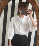 2015秋季新款韩版时尚甜美百搭衬衣灯笼袖上衣长袖女式衬衫