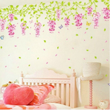 韩式室内装饰墙贴墙上贴纸墙壁贴画婚房卧室温馨浪漫床头粉色花藤
