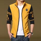 夹克男装韩版修身男士夹克衫青年立领jacket外套潮hm以纯黄色为主