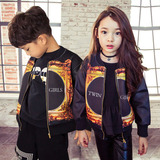 2016春秋韩国女童装男童外套印花儿童夹克上衣亲子开衫宝宝拉链衫