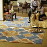 新中式格子地毯客厅茶几沙发地毯卧室床边玄关手工晴纶地毯定制
