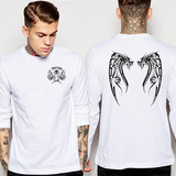翅膀纹身刺青Tattoo天使精灵长袖T恤潮流个性男女秋冬两件包邮